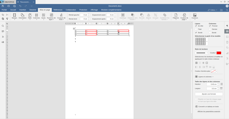 mise en forme tableau